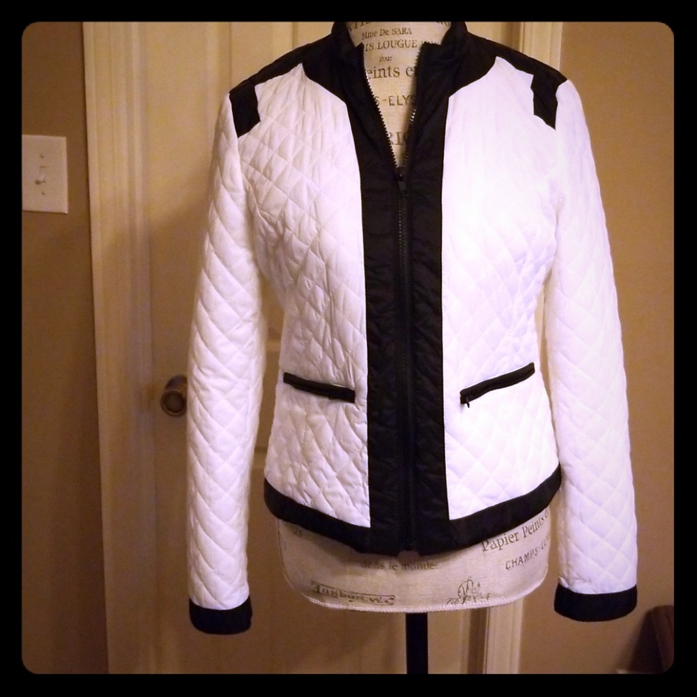 MYTHOLOGY black white quilted jacket